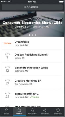 Attendees search for their meeting on the SummitSync app.