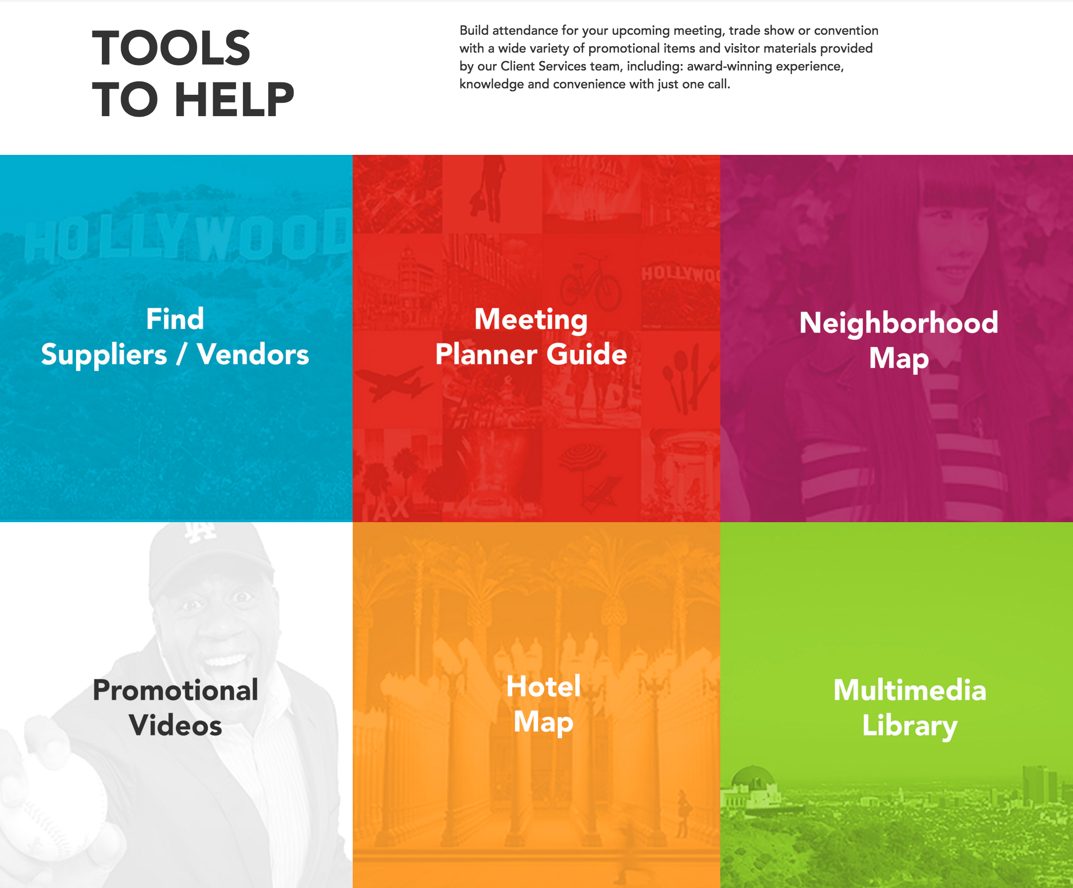 A sample of the Meet L.A. Web site's clean design