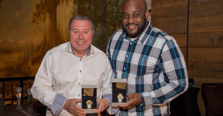 Day 1 Winners—Team iCoStore: Left to right, Vic Iacovone, Novosphere; Franz Chery, Miami HEAT (not pictured: Tom Meissner, iCoStore; and Curtis Smith, Constellation Brands)