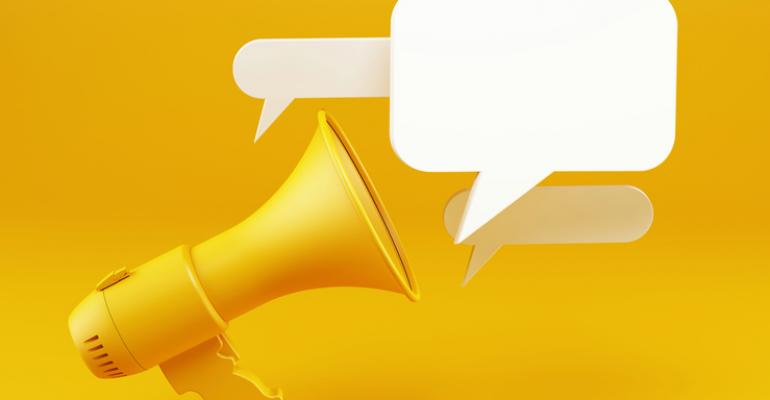 Megaphone and speech bubbles