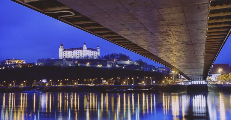 Bratislava view of castle from Danube