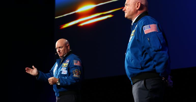 Astronauts Mark and Scott Kelly at ASAE 2016