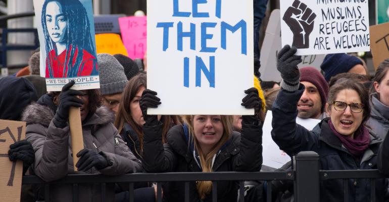 Protest against original Trump administration ban