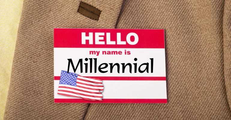 Hello, my name is "Millennial" name badge