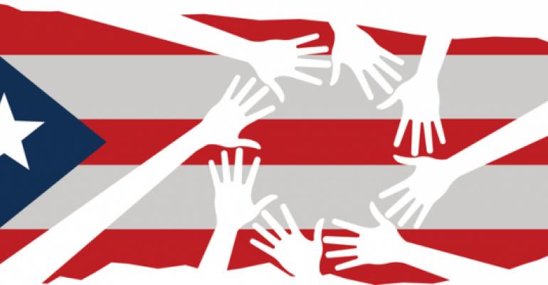 Puerto Rico flag with helping hands