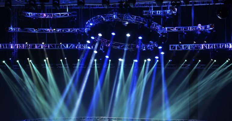 Colorful spotlights on a stage