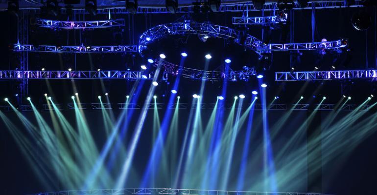 Colorful spotlights on a stage