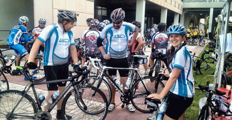 ABTS cycling team at the American Diabetes Association Tour de Curereg bicycle ride in Miami in February 2013