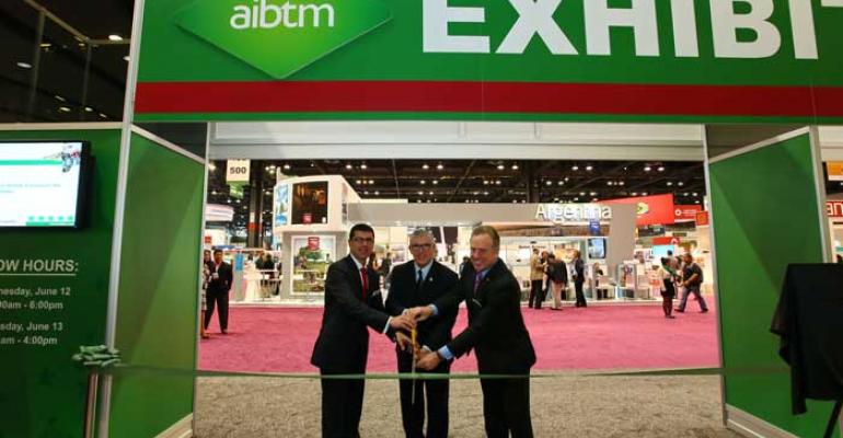 Craig Moyes portfolio director Reed Travel Exhibitions Don Welsh president and CEO of Choose Chicago and Michael J Lyons exhibition director AIBTM cut the ribbon to open the third AIBTM trade show