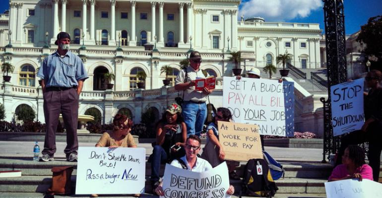 Government workers protest the shutdown