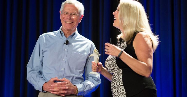 Rodger Stotz chief research officer IRF with moderator Lynn Randall managing partner Randall Insights LLC and IRF education consultant talked about trends at the 2014 Incentive Research Foundation Invitational