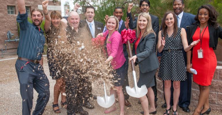 Staff from IMEX America Sands Expo The Venetian and The Palazzo Las Vegas gathered at The Shade Tree shelter in Las Vegas in July to prepare for this yearrsquos IMEX Challenge a CSR event