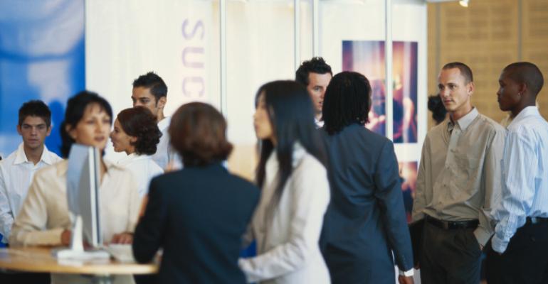 Young exhibitors mingle at a tradeshow