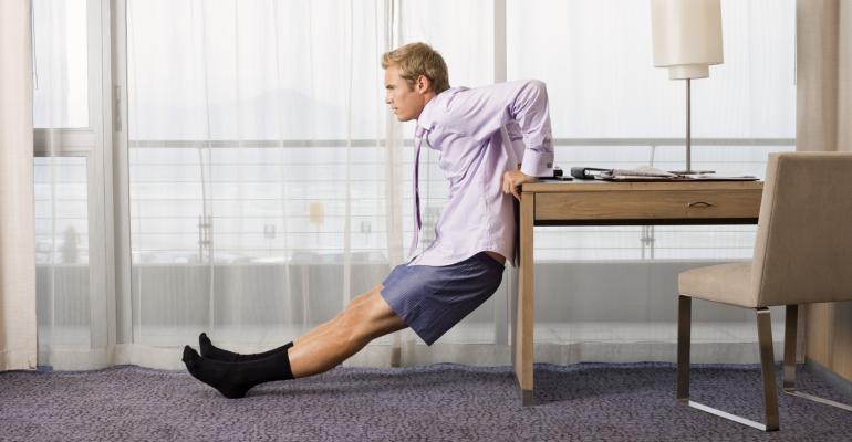 Tricep presses hotel room style Image by Jupiterimages on Thinkstock by Getty 