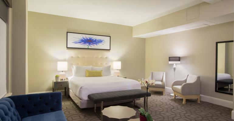 Premier king guest room at the Magnolia Hotel Denver