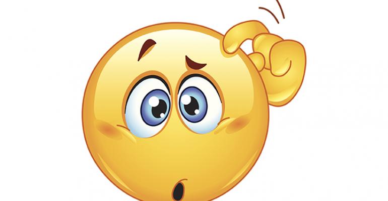 Puzzled looking emoji
