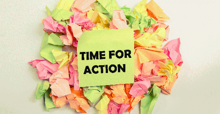 PostIt note saying Time for Action