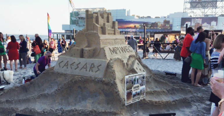 Sand sculpture welcoming MPI WEC16 attendees to Atlantic City