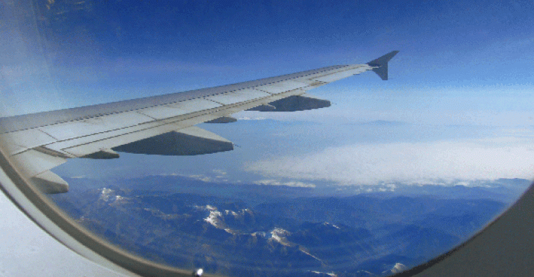 View over wing from an airplane