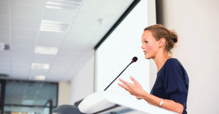 Woman speaking at conference