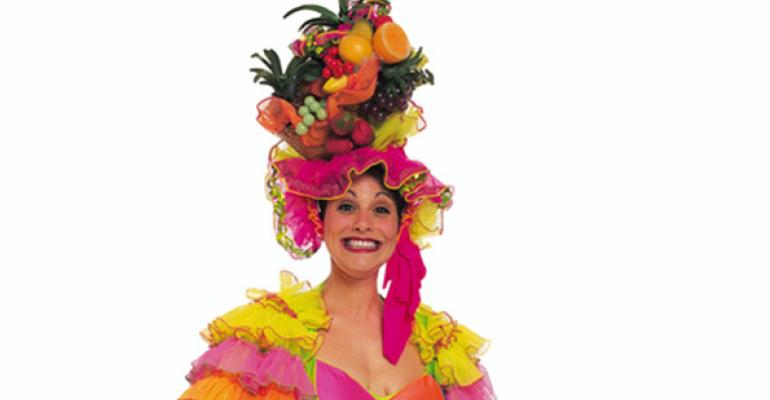 Lady with fruity hat