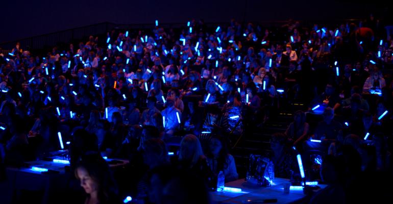 Choreographed lightsticks at the pep rally