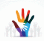 Multicolored hand reaching up to help other hands