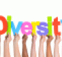 Hands holding up word Diversity