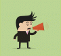 Cartoon man with megaphone