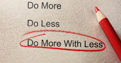 Do more with less circled with red pencil