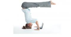 Yoga pose with laptop