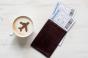 Capuccino cup with boarding passes