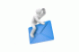 Cartoon man riding email envelope