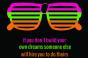 neon glasses with quote