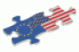 European Union and US flag puzzle pieces fitting together