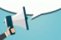 Cartoon arm holding up megaphone
