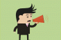 Cartoon man with megaphone