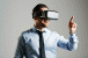 Man wearing virtual reality goggles