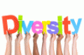 Hands holding up word Diversity