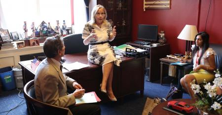Rep. Debbie Dingell (D-MI) knows her RESULTS volunteers well, as they regularly contact her back in Michigan as well as visiting with her here in the Cannon House Office Building in D.C.