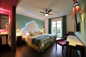 Splashes of color in the guest rooms