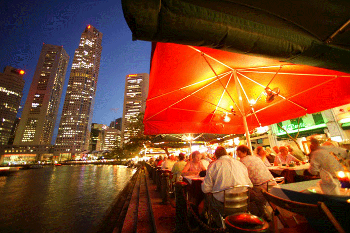 The vibrant Clarke Quay, a dining and entertainment center in Singapore