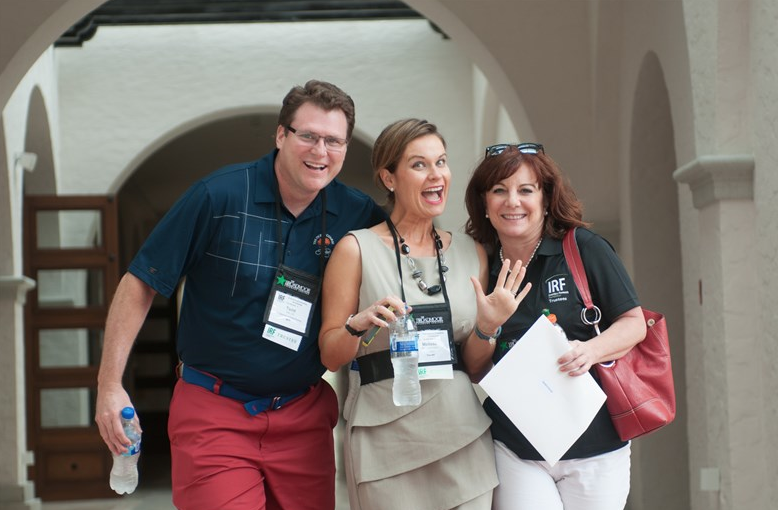 Todd Zint, VP, Meetings & Event Strategy, NFP; Melissa Van Dyke, president, IRF; and Sandra Daniel, president and CEO, FIRE Light Group, and president of the IRF board of trustees (photograph courtesy of Digital Blue Photography)