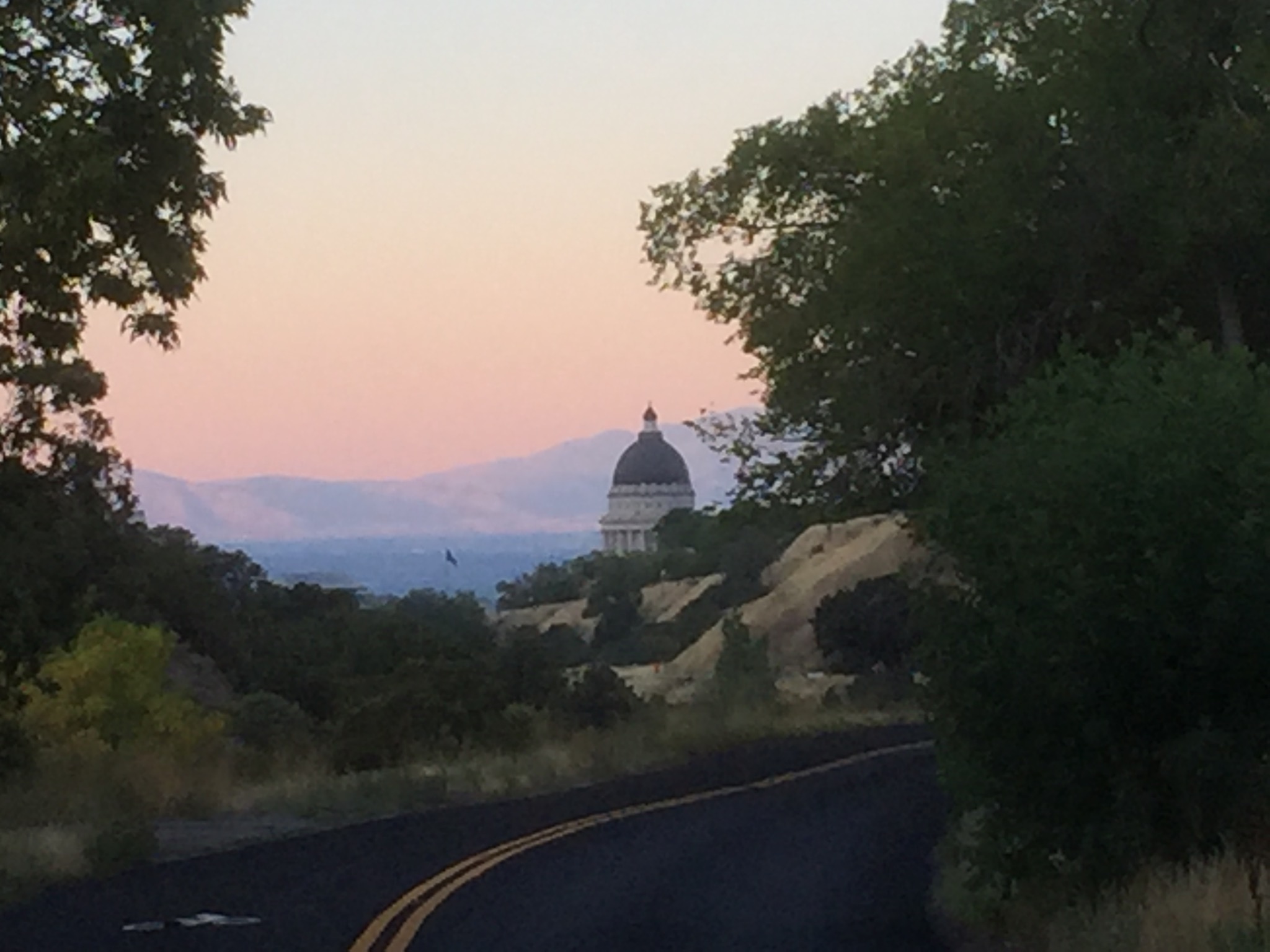 Sunrise over the Capitol building on the fun run/walk route