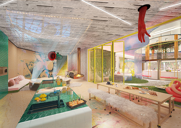 A Jo&Joe Happy House space, where guests can cook their own meals or do laundry